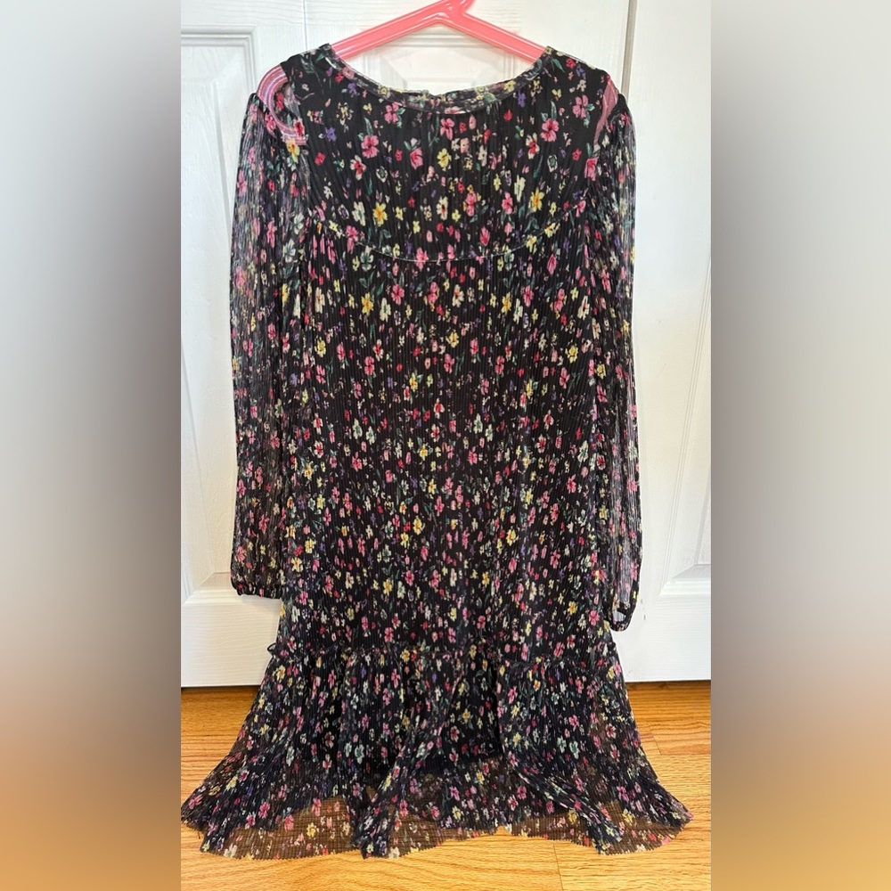 Zara girls size 11-12 black pleated floral tulle dress